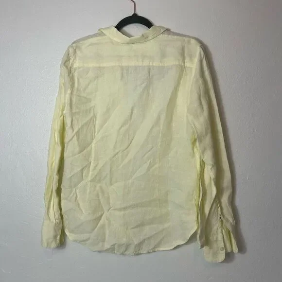 J. Crew slim fit Baird mcnutt Irish linen yellow shirt size 10 - Picture 3 of 8